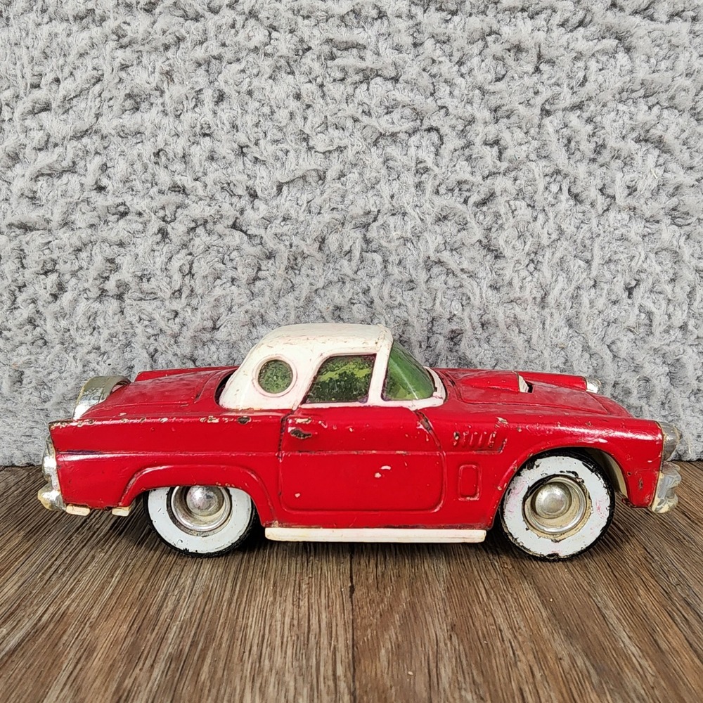 Vintage Buddy L Red White Convertible Sports Car Toy Made in Japan 5"